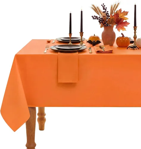 Vista 31 de Romanstile Mantel rectangular – Impermeable y resistente a las arrugas, mantel de poliéster lavable para cocina, comedor, fiesta, boda, uso en Beige