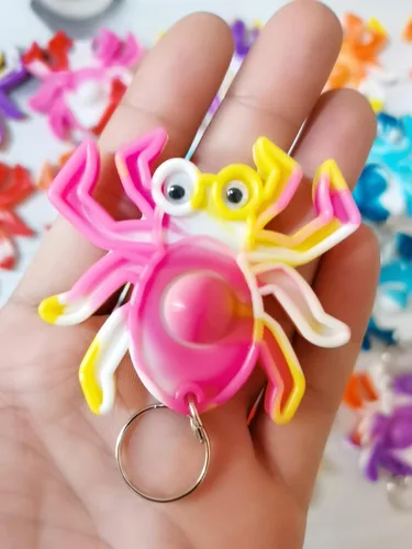 Vista 6 de Paquete de 20 llaveros divertidos y únicos de araña, diseño de arcoíris, juguetes para fiestas de Halloween, juguetes para niños, estudiantes