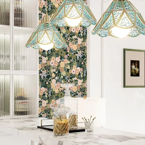 Vista 3 de Ismoon Papel tapiz floral despegable y adhesivo de 16.1"x78.7" pulgadas, papel tapiz autoadhesivo removible, papel de contacto de acuarela negro
