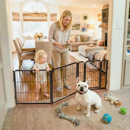Vista 25 de FXW - Puerta para perro, extra ancha ajustable para aberturas de hasta 46 pulgadas, 24 pulgadas de alto Negro