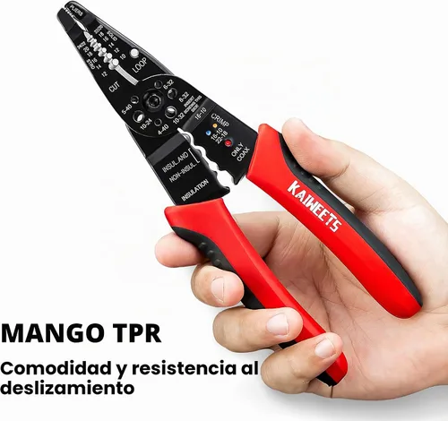 Vista 4 de KAIWEETS Pelacables 10-22 AWG Empalmador de Cables Pelacables Herramienta Multipropósito para Pelar Cables Alicates de Alambre Eléctrico