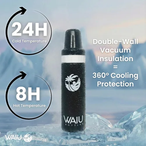 Vista 2 de Waiu - Biberón aislado de acero inoxidable de 4 onzas, mantiene las bebidas frías 24 horas, calientes 8 horas, sin BPA, aislado al vacío, biberón