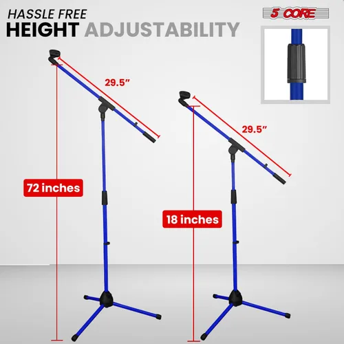 Vista 2 de 5 Core Soporte de micrófono de piso universal de altura ajustable trípode soportes de micrófono w brazo telescópico extensible plegable portátil w 2