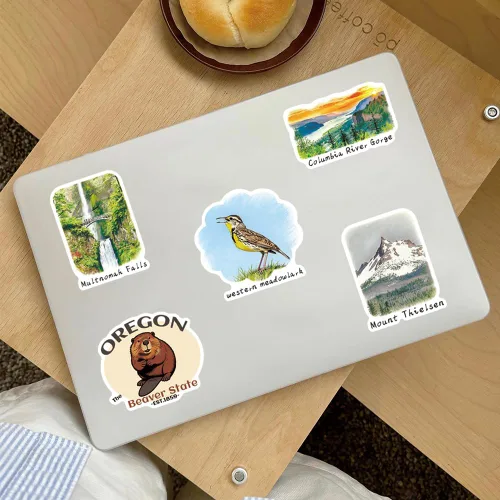 Vista 7 de Oregon Travel Stickers 58Pcs Oregon OR Waterproof Vinyl Decals Despegar y pegar a prueba de sol removible reutilizable para botellas de agua