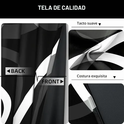 Vista 7 de weesire Cortinas opacas modernas para dormitorio, sala de estar, 2 paneles, 100% opacas, cortinas con patrón circular blanco y negro, cortinas