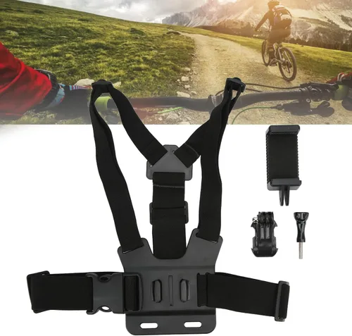 Vista 6 de VBESTLIFE Soporte de pecho para teléfono celular, soporte de clip universal para teléfono inteligente y cámara de acción, arnés de correa de pecho