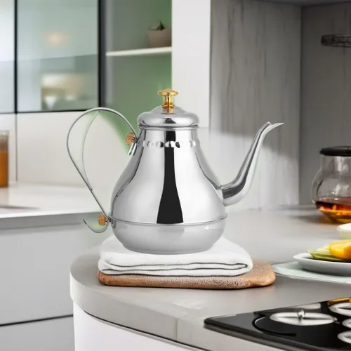 Vista 5 de Fdit Tetera de acero inoxidable con filtro de té de 1,2 litros, con fuego o inducción