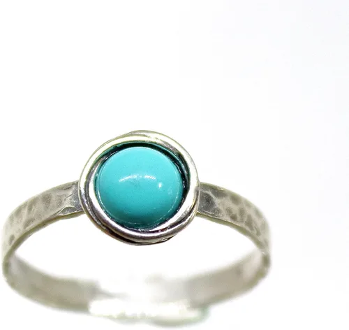 Vista 64 de Anillo de plata de ley con piedras preciosas para mujer, anillo apilable de piedra martillada, anillo de piedra natal