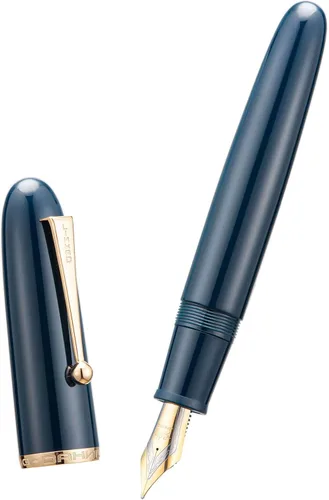 Vista 9 de Jinhao 9019 - Pluma estilográfica serie Dadao con borde dorado acrílico negro #8 punta mediana con convertidor grande para escritura, firma