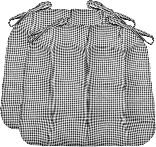 Vista 12 de Barnett Home Decor Ticking Stripe Berlin Blue - Almohadilla para silla de comedor con lazos, tamaño mediano 18, relleno de espuma de látex, lavable