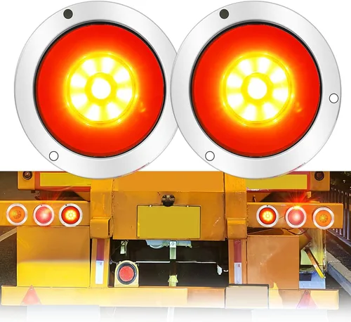 Vista 3 de Ourbest Luces traseras para remolque, blancas, 4 pulgadas, LED de parada redonda, luces de señal de giro traseras para caravana, todoterreno
