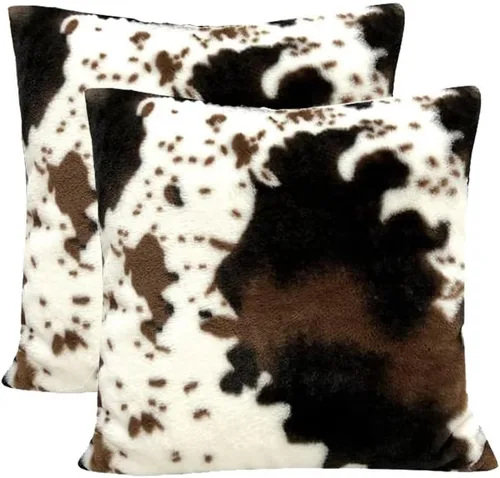 Vista 17 de TOMWISH Juego de 2 fundas de almohada de 16 x 16 pulgadas, diseño de vaca blanca y negra, fundas decorativas para el hogar, cama, sofá, sala