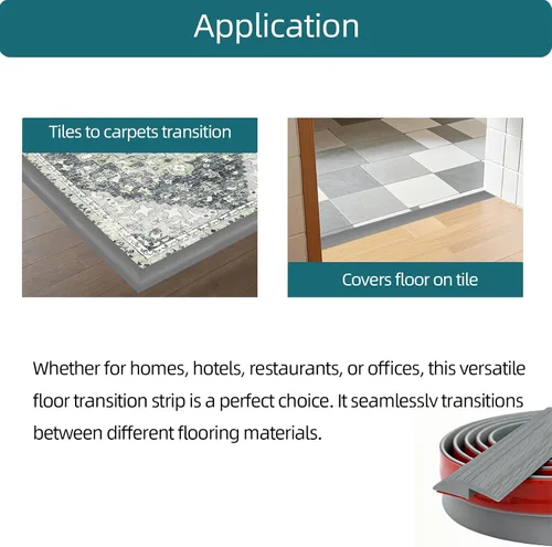 Vista 6 de Tira de transición de piso de alfombra, autoadhesivo de alfombra a azulejos, borde de transición adecuado para umbral de puerta/piso de madera