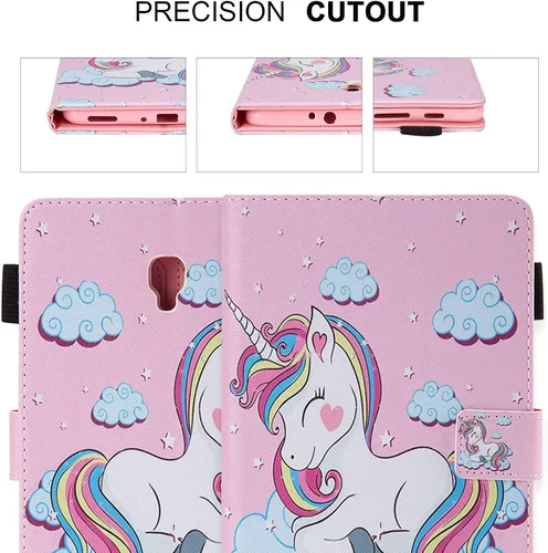 Vista 3 de Dteck Funda tipo libro para Galaxy Tab A 8.0 (SM-T380/T385) de 8 pulgadas (modelo 2017) con soporte (ángulos de visión ajustables)/ranuras