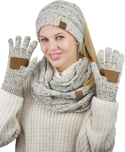 Vista 3 de CC Guantes de punto unisex para pantalla táctil cálidos antideslizantes