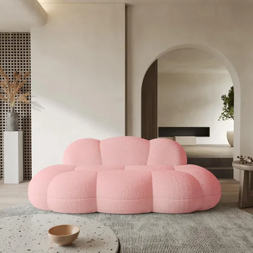 Vista 12 de WJShome Sofá moderno en forma de nube curva de 90 pulgadas para sala de estar, sofá de suelo perezoso, sofá Boucle LoveSeat de 3 plazas, acogedor