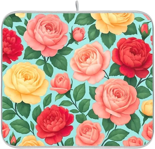 Vista 22 de Tapete de secado de platos de calabaza de otoño con girasol para encimera de cocina, absorbente, almohadilla de microfibra para secar platos