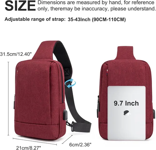 Vista 6 de ecosmile Bolso bandolera bandolera bandolera para hombres y mujeres, bolsas de viaje para trabajo