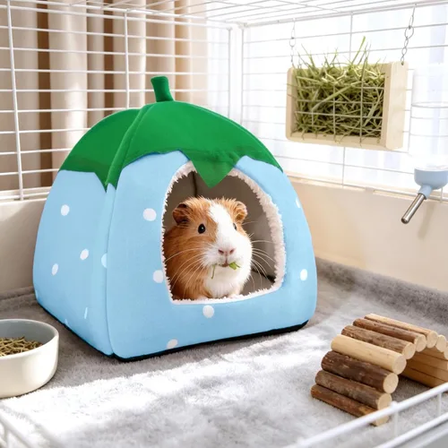 Vista 2 de Cama de conejillo de indias, casa de conejo enano, accesorios para cueva, acogedor escondite para conejito, erizo, hurón, chinchilla y otros Rosa