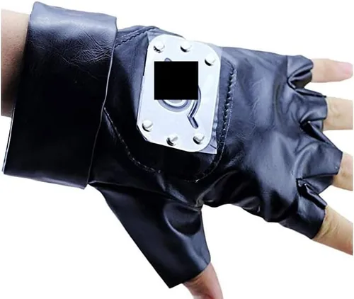 Vista 2 de Guantes Ninja Leaf Village Cosplay Anime Ninja Accesorios, Negro
