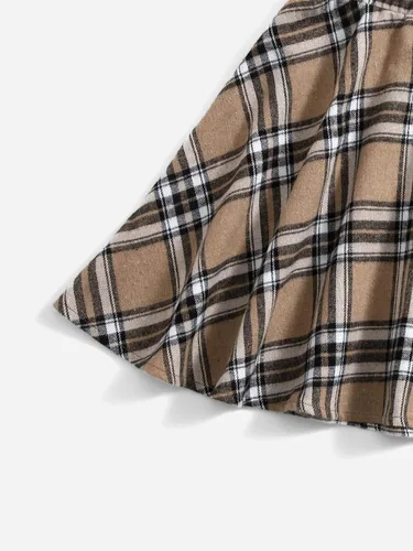 Vista 3 de WDIRARA Conjunto de 2 piezas para niña con estampado de dibujos animados y falda a cuadros