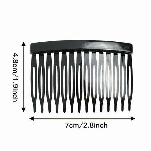 Vista 6 de Cinaci Paquete de 30 peines laterales pequeños de plástico transparente blanco negro marrón con 14 dientes para manualidades, tocados decorativos