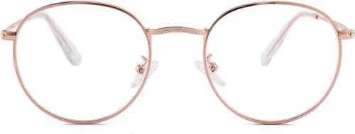 Vista 9 de Kursan Gafas clásicas redondas de metal transparente para mujeres y hombres, lentes sin receta