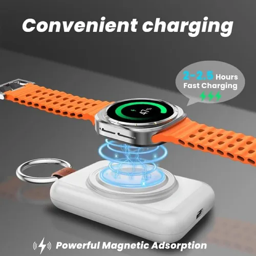 Vista 4 de Cargador para Samsung Galaxy Watch, 1800mAh Cargador magnético de viaje portátil para Samsung Galaxy Watch 8/8 Classic/Ultra/7/6/6