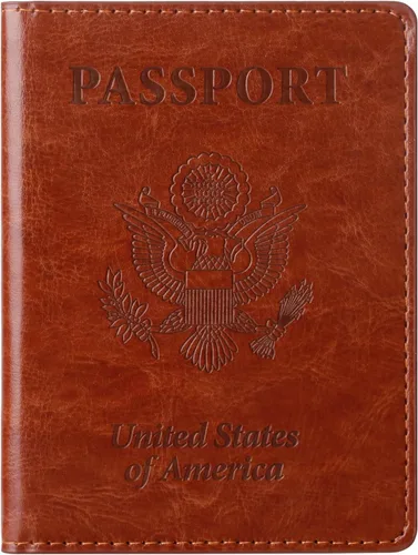 Vista 18 de TIGARI Portapasaporte para Viaje Mujeres Hombres, Funda de Pasaporte de Cuero PU, Estuche Protector Impermeable, Organizador de Documentos A-Negro