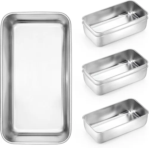 Vista 22 de Onader Molde para pan para hornear, sartén profunda de acero inoxidable de 9 x 5 pulgadas