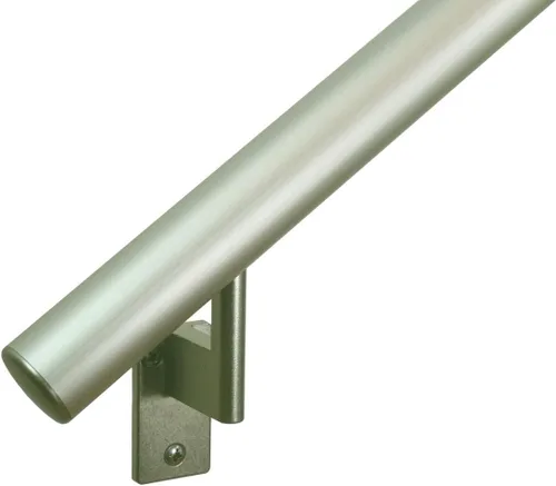 Vista 15 de 5 pies Pasamanos - Kit completo. Aluminio anodizado de bronce arquitectónico con 3 soportes de pared de latón antiguo y tapas de extremo, redondo