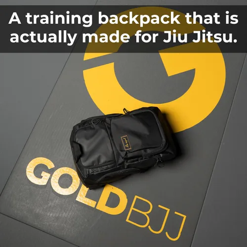 Vista 6 de Mochila dorada BJJ para Jiu Jitsu – Bolsa de deporte muy resistente con bolsillo impermeable de tejido de GI