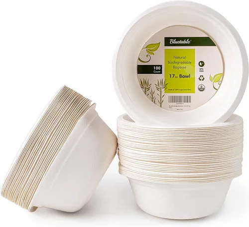 Vista 4 de Cuencos desechables para sopa grandes de 17 onzas, paquete de cajas compostables, para cuencos de papel de chile profundo calientes o fríos, tazón