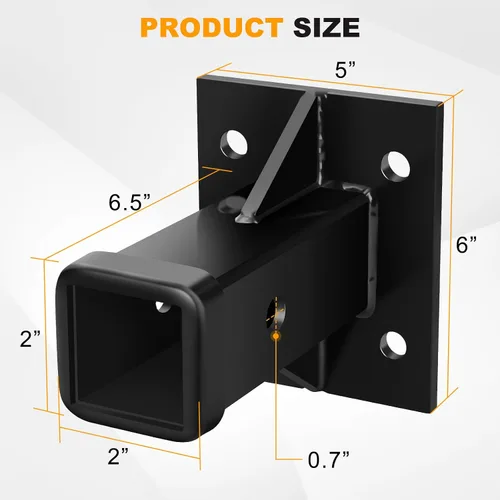 Vista 2 de DACK Soporte de pared de enganche, adaptador de tubo receptor atornillado, tubo de placa receptora de enganche de apertura de 2 pulgadas, receptor