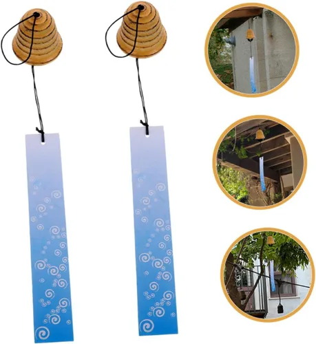 Vista 5 de DECHOUS 2Pcs Retro Hanging Wind Chime Pendant Wind Bell Outdoor Garden Courtyard Patio Decor with Relaxing Sound