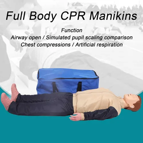Vista 2 de Maniquíes de RCP y kit de primeros auxilios, maniquíes de RCP de cuerpo completo para adultos con piel facial reemplazable y 4 bolsas de pulmón
