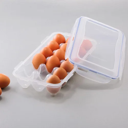 Vista 4 de Lock & Lock HPL955 - Almacenamiento de huevos para 18 huevos, transparente y azul, 12.6 x 6.9 x 12.6 in
