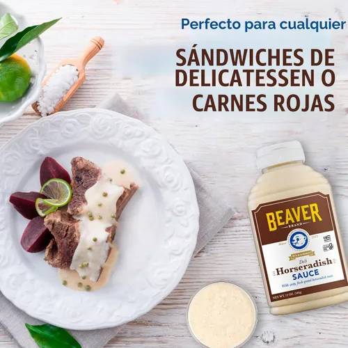 Vista 3 de Beaver Brand Deli Salsa de rábano picante, cremoso calor suave, 12 onzas