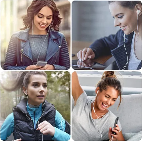 Vista 7 de Auriculares auxiliares con cable de 3.5 mm, aislamiento de ruido, control de volumen y micrófono integrado compatible con iPhone, Samsung, Android