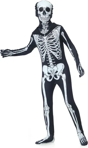 Vista 4 de Disfraz de esqueleto 3D, disfraz de calavera aterradora, disfraz de esqueleto de Halloween, disfraz de esqueleto de Halloween