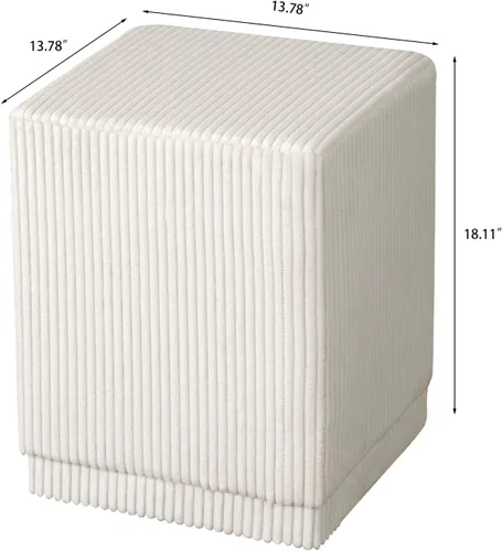 Vista 3 de Joveco Taburete otomano cuadrado tapizado de terciopelo, taburete de maquillaje para dormitorio, sala de estar (terciopelo blanco crema)