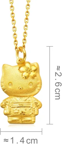 Vista 7 de CHOW SANG SANG Sanrio - Colgante de oro macizo 999.9 de 24 quilates Hello Kitty en Japón para mujeres y niñas 54487P (no incluye el collar), Metal