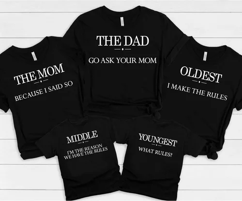 Vista 3 de Camisa a juego con texto en inglés Ask Your Mom, la más joven, media y más vieja, trajes familiares a juego, camiseta familiar de campamento