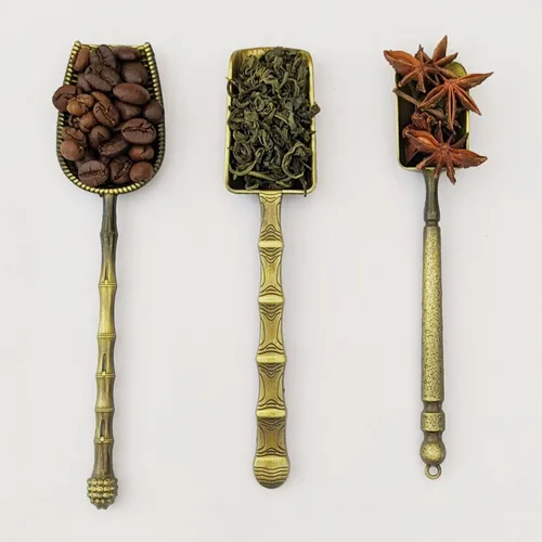 Vista 3 de Cucharas de té vintage con mango largo para té suelto, café, hierbas, juego de 3