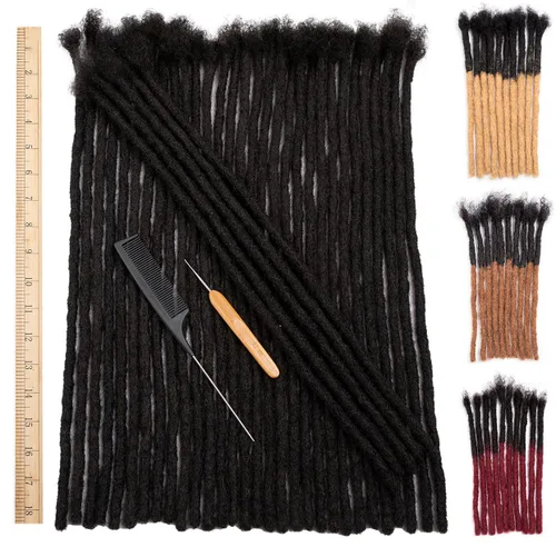 Vista 37 de DAIXI 0.2cm y 0.4cm y 0.6cm y 0.8cm de grosor 4-18 pulgadas 10 hebras extensiones de rastas de cabello humano 100% real para hombres/mujeres