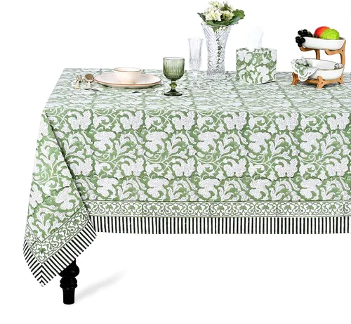 Vista 166 de Ridhi Mantel cuadrado con estampado de bloques de mano de caléndula ámbar