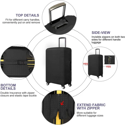 Vista 2 de 7-mi Maleta de Viaje Protector Maleta Funda Funda 18"-28" protector de manga de equipaje, Negro