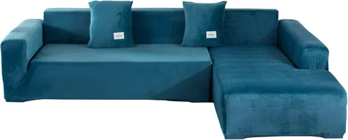 Vista 11 de Fundas de sofá modulares en forma de L, 2 fundas elásticas antideslizantes para sofá de 3 + 3 plazas, funda de sofá con fundas de almohada