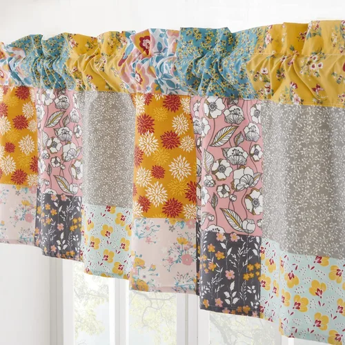 Vista 3 de Greenland Home Fashions Carlie Cenefa para ventana, 60 W x 16 L, parches de calicó