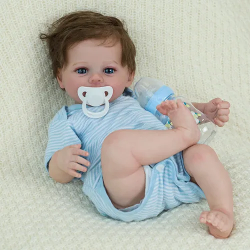 Vista 2 de SCOM Muñecas Reborn Baby Niño Meadow de 18 pulgadas – Recién nacido realista, cuerpo de tela suave con peso, adorable muñeca de la vida real posable